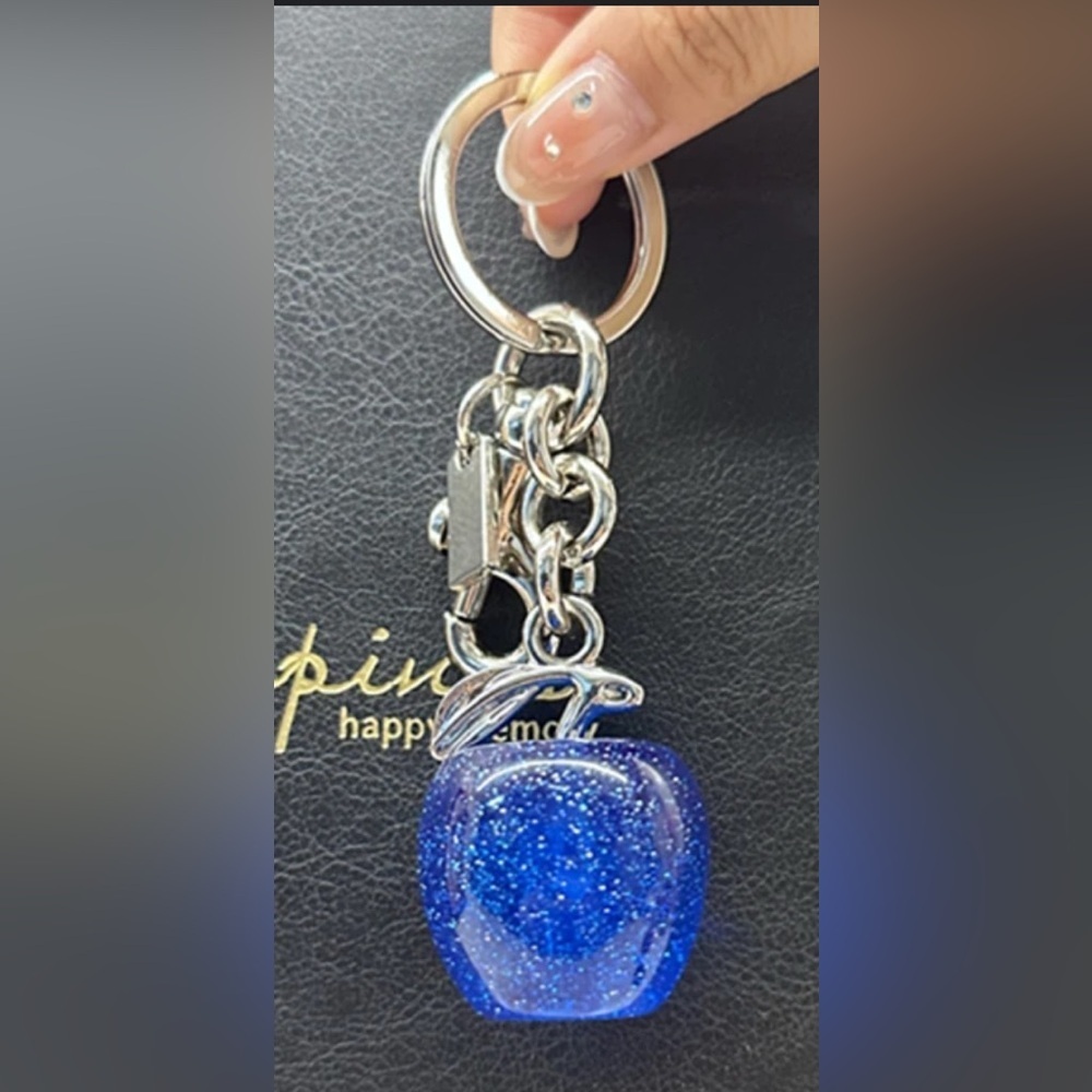 Blue Glitter Apple Key Holder - Picture 3 of 4